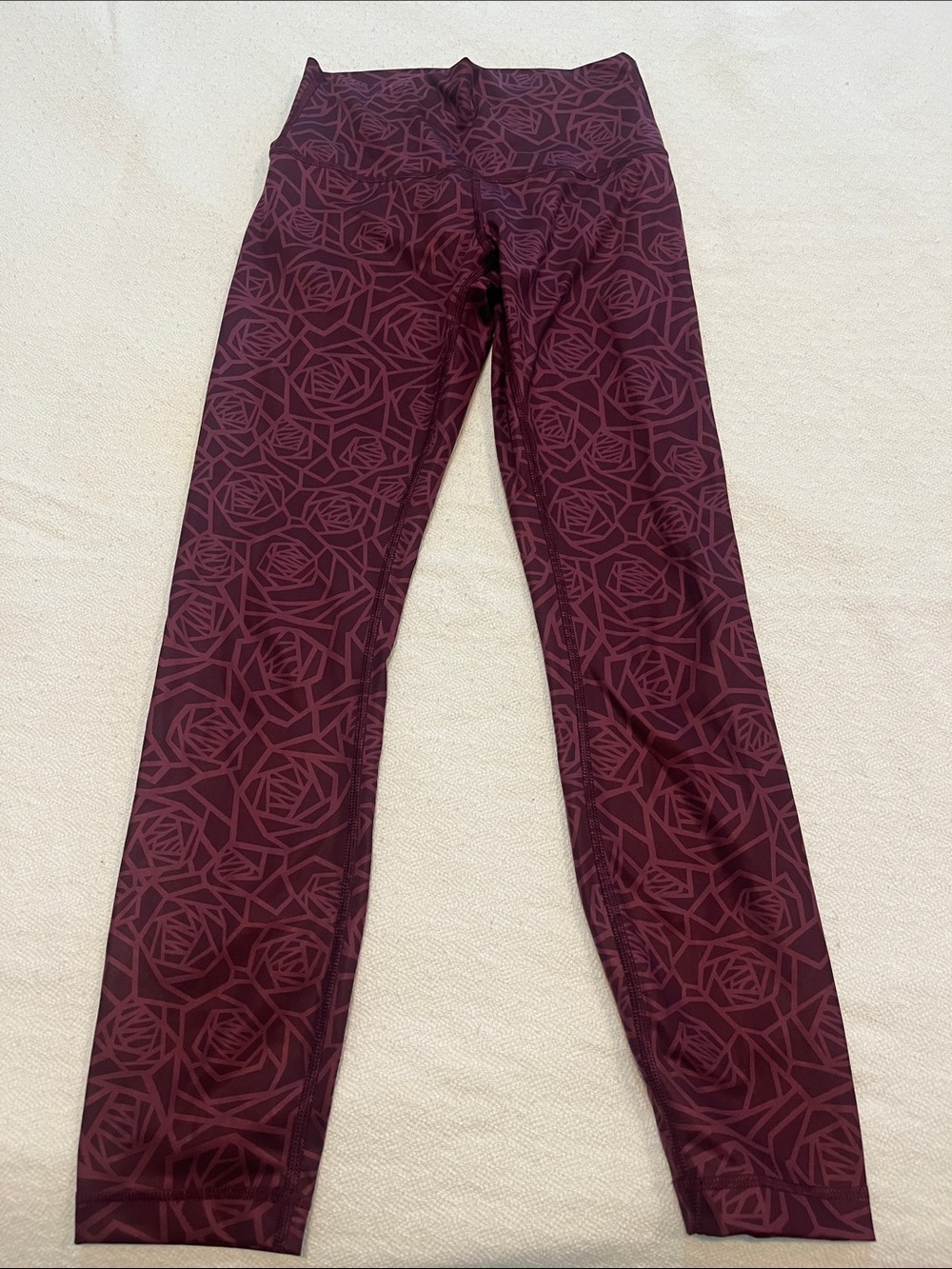 Lululemon Burgundy Rose-Patterned Leggings